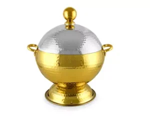 GLOBE DESIGN SS HOTPOT 24CM/ 3LTR (SILVER+GOLD) WITH BASE