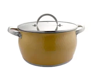 "STAINLESS STEEL COOKING POT WITH GLASS LID 16CM(GOLD)"
