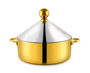 CONE DESIGN SS HOTPOT 28CM/ 4LTR (SILVER+GOLD)