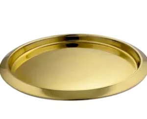 "STAINLESS STEEL ROUND SERVING TRAY 35CM (GOLD FINISH)"